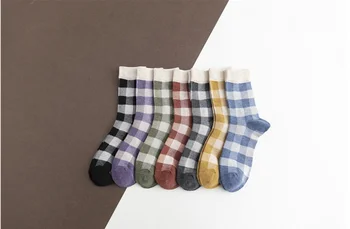 

Casual Colorful Happy Socks Men Funny Cotton Socks Warm British Style Plaid Calcetines Divertidos Hot