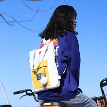 Женская сумка новые стильные модные весенние и летние холщовые сумки для учащихся Рюкзак Универсальный наплечный тканевый мешок оптом