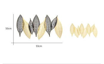 

American Creative Wrought Iron Leaf Wall Hanging Hotel Porch Wall Mural Ornaments Livingroom Background Wall Decoration Crafts