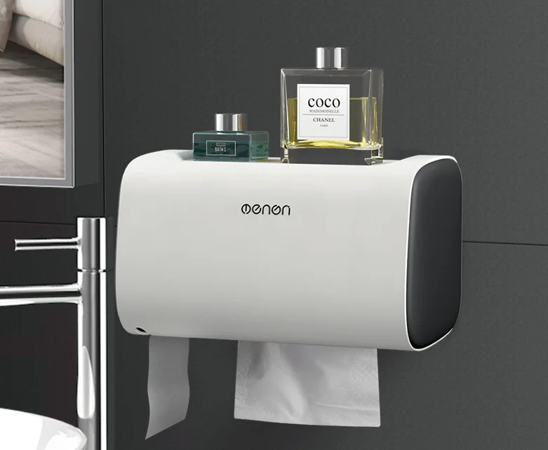 Pastic Wall-Mounted Bathroom Toilet Tissue Dispenser Double Door Paper Shelf Storage Box Bathroom Kitchen Storage Box LF897