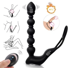 OMYSKY erkek prostat titreşimli masaj aleti Penis vibratör halka Anal Plug stimülatörü Butt Plug gecikme boşalma halkası oyuncak erkekler için