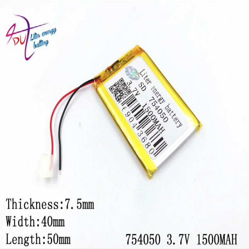 3 7 V 1500mAH 754050 PLIB Полимерный литий-ионный/литий-ионный аккумулятор для dvr GPS mp3 mp4