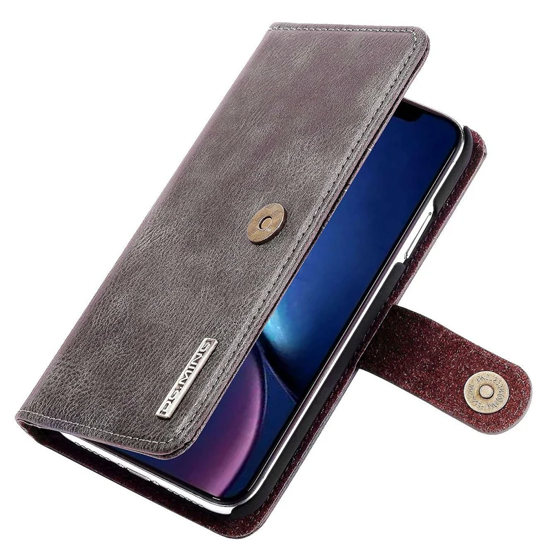 Для IPhone задняя крышка PU кошелек кожаный чехол Слот для кредитных карт Coque держатель-серый