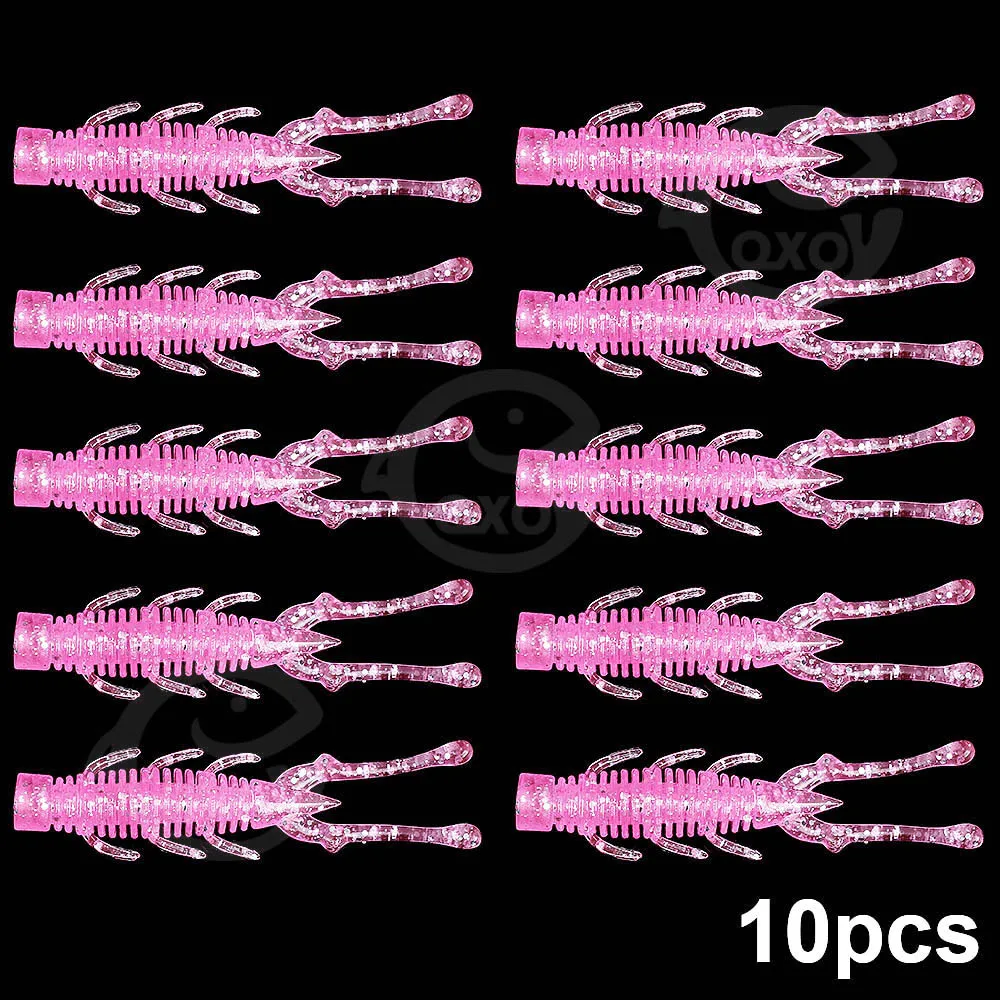 QXO 10pcs/lot Fishing Lure Soft Lure Silicone Bait TPE Sea Fishing Worm Spinnerbait Surface Lure Shrimp Lure  Accessories