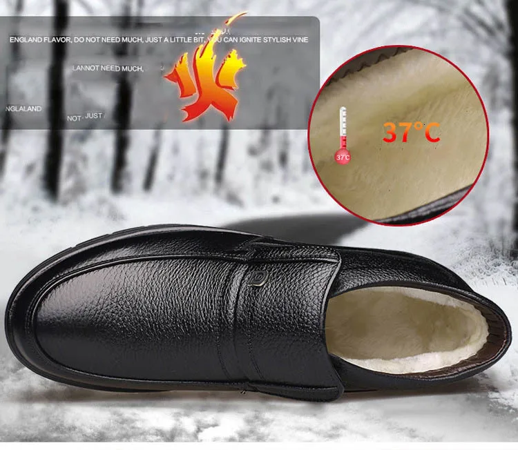 Luxury Brand Men Winter Boots Warm Thicken Fur Men's Ankle Boots Fashion Male Business Office Formal Leather Shoes