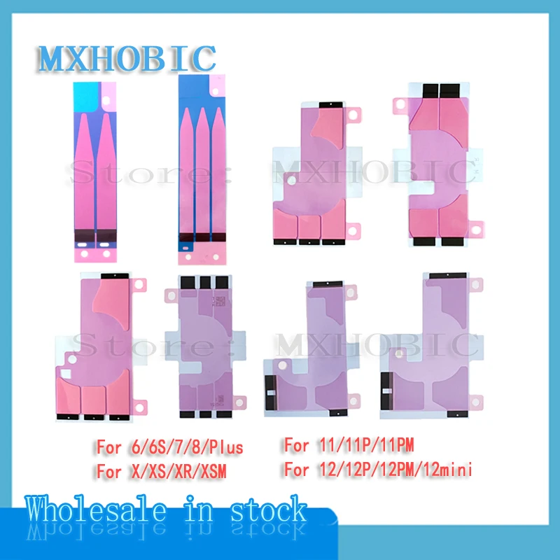 10pcs Battery Adhesive Sticker For iPhone 11 12 13 Pro Max Mini 5s 5c 6 6s 7 8 Plus X XR XS Battery Glue Tape Strip Replacement
