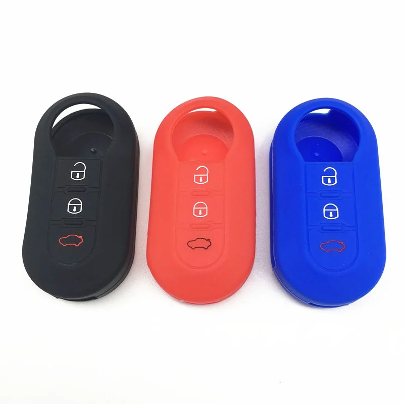 Silicone Rubber key FOB Shell Blank Cover Case sticker skin for FIAT 500 Panda Punto Bravo Flip Folding remote holder protected |