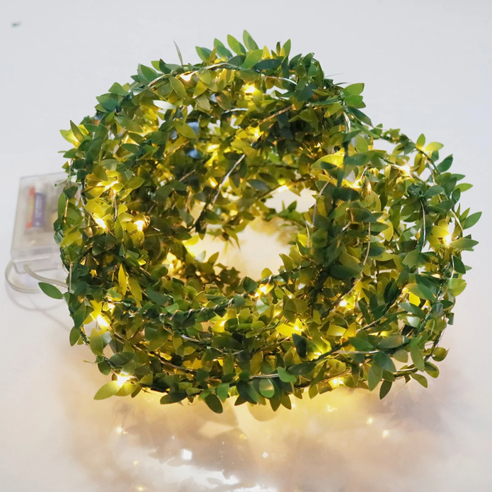 

Green Leaf LED String Light Garland Vine Fairy Lights DC 4.5V Flex Copper Battery Power Party Wedding Decoration 2M 3M 5M 10M