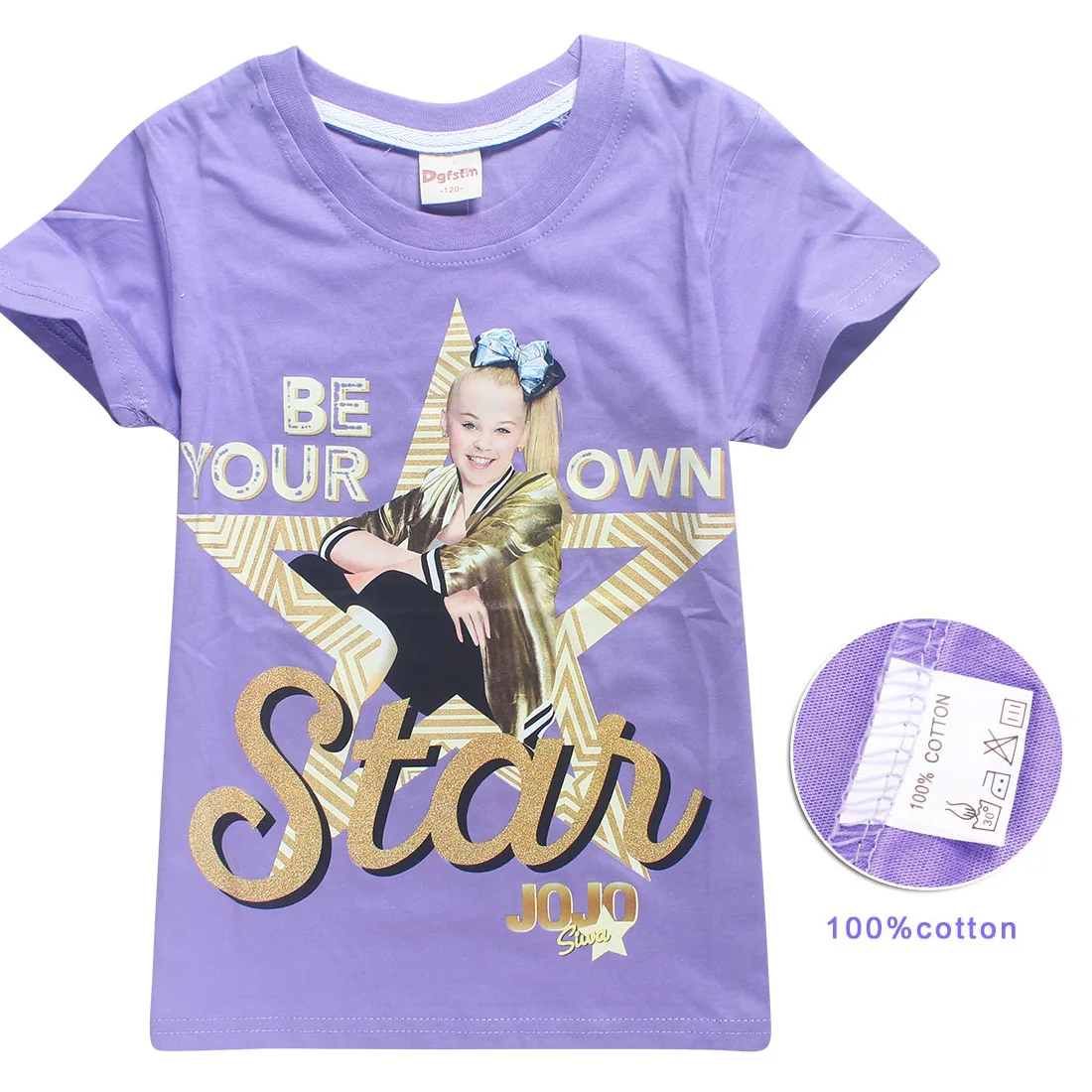 Лидер продаж года, футболка JOJO Siwa Детская летняя одежда для девочек футболка с короткими рукавами хлопковая Футболка Топ футболки От 6 до 14 лет - Цвет: Фиолетовый