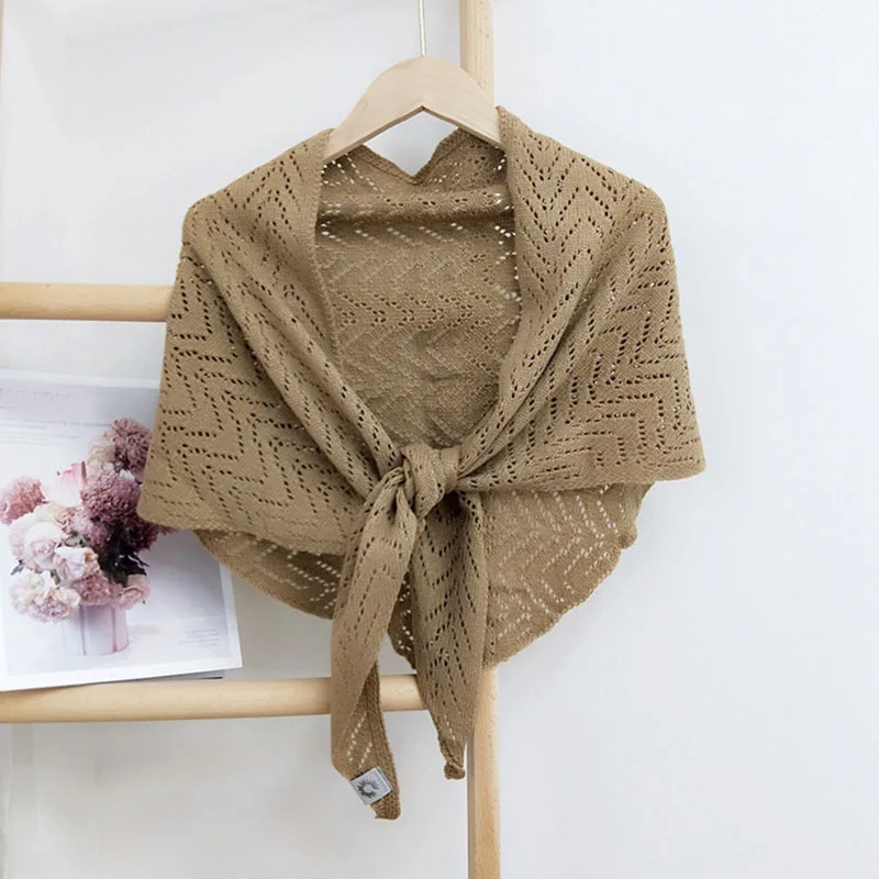 

Solid Color Knitted Scarf Female Pashmina Neckerchief Imitation Cashmere Triangle Scarf Knitting Collar Winter Women Scarves