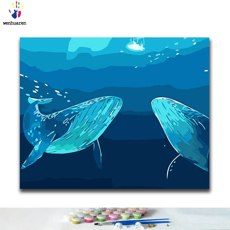 DIY окраска по номерам подводный КИТ картины по номерам с комплекты 40x50 защелка