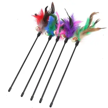 

5pcs Funny Cat Stick Wire Toy Pet Dog Cat Teaser Wand Solid Colourful Toy Dragonfly with Bell for Cats Pet Products