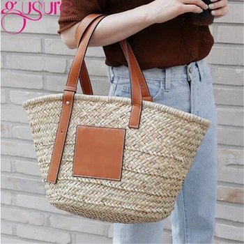 

Gusure Beach Rattan Bag Women New Elegant Straw Bag Bolsos Mujer De Marca Famosa 2020 Bolso Fashion Luxury Designer Handbags