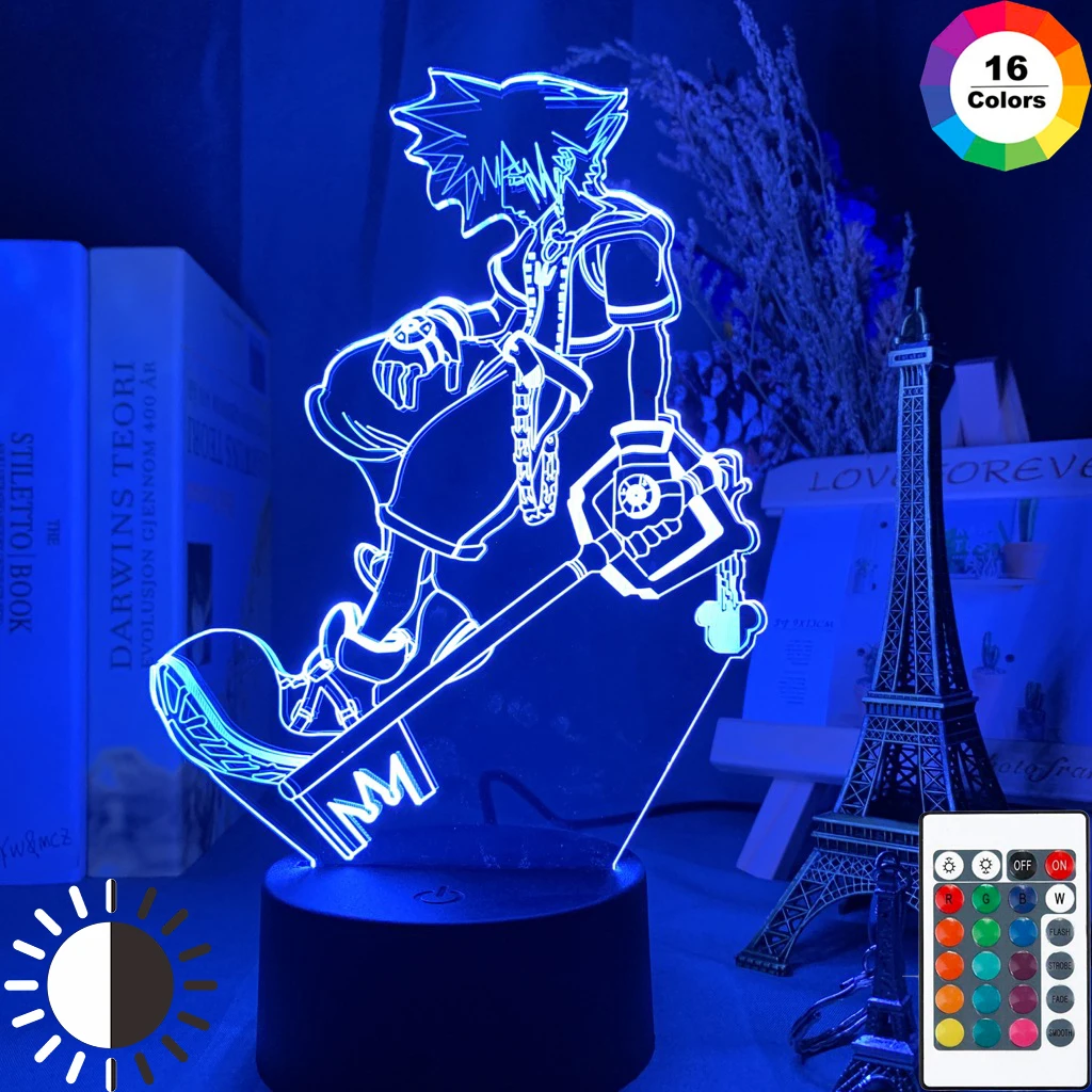 Игра Kingdom Hearts Sora Keyblade фигурка детский ночник светодиодный меняющий цвет декор для