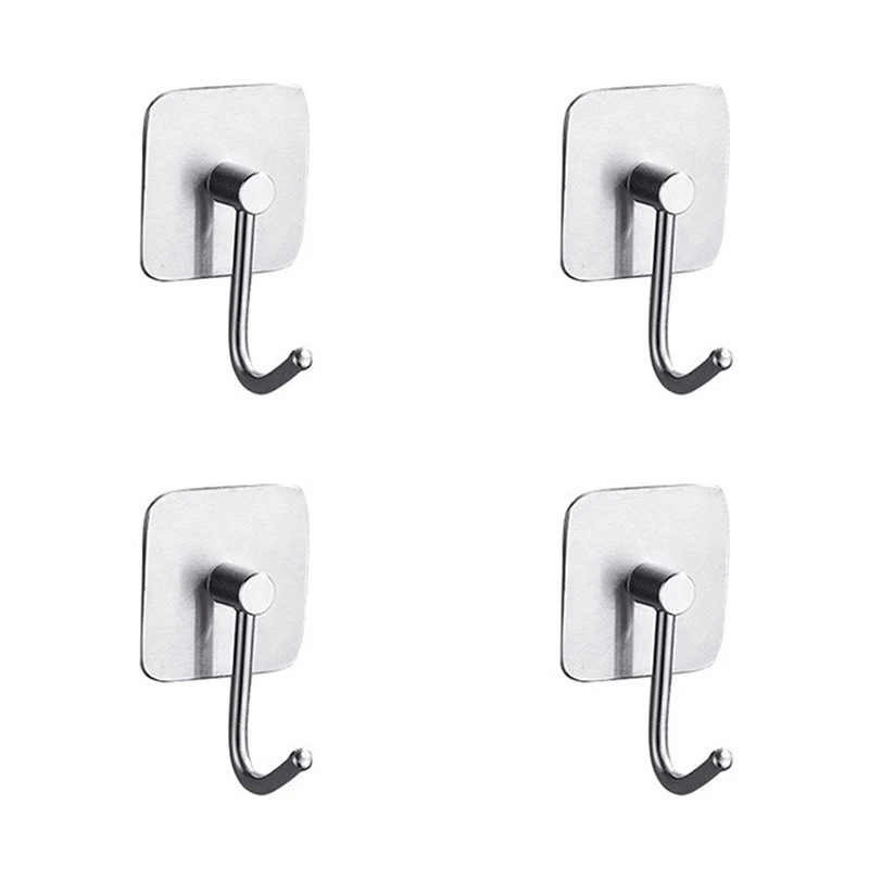 Sticker Adhesive Stainless Steel Hooks Wall Door Clothes Coat Hat Hanger Kitchen Bathroom Rustproof Towel Hooks