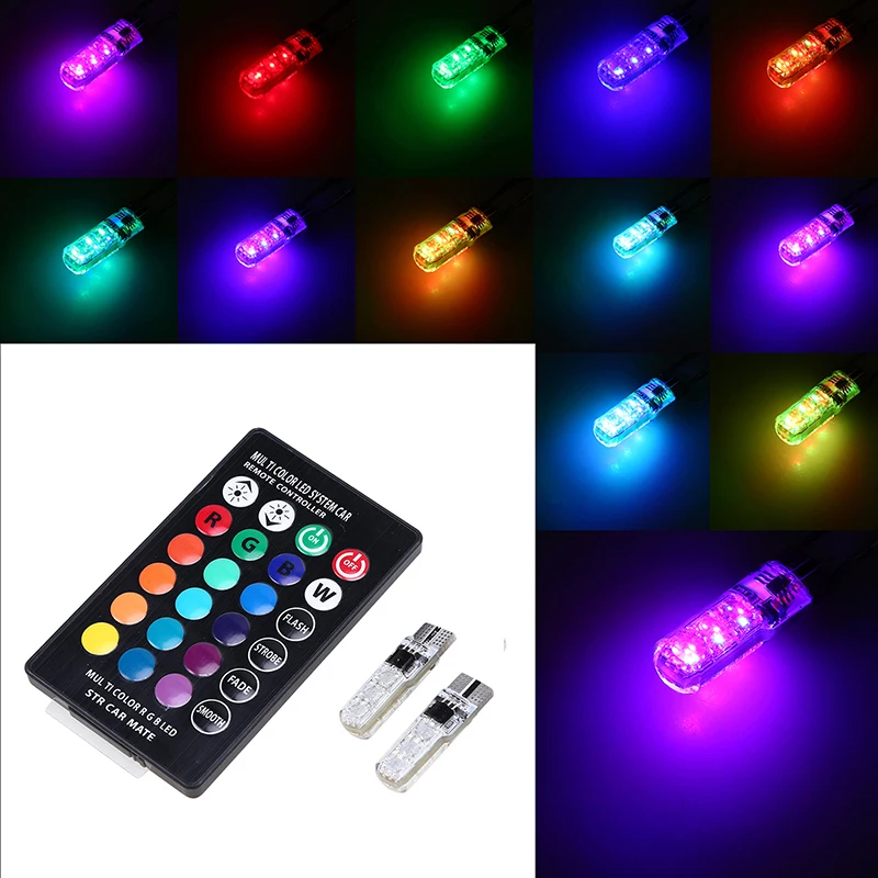 2 шт. RGB светодиодные лампы POSSBAY T10 Автомобильные клиновидные боковые фары задние с