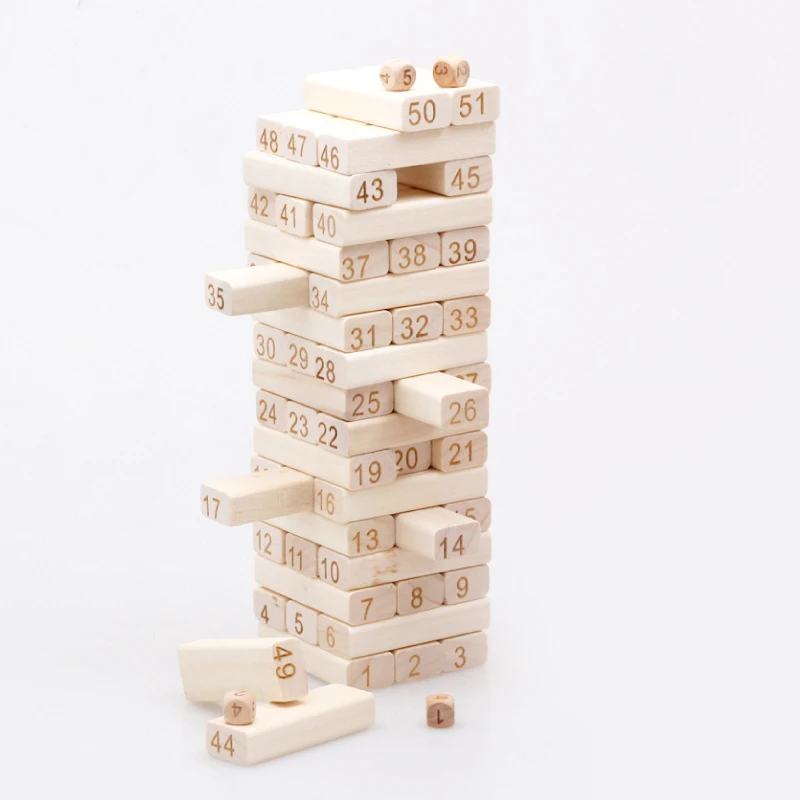 

51Pcs/set Wooden Jenga Building Block Brain Game Toy Classic Balance Gift Kids Game Board Toys Kit Children Intelligence Toys