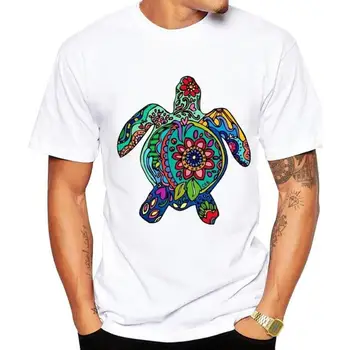 

New Arrival 2019 Men Fashion funny t shirts Colorful turtle T-Shirt Short Sleeve Tee Hipster Cool Design Tops male 4XL