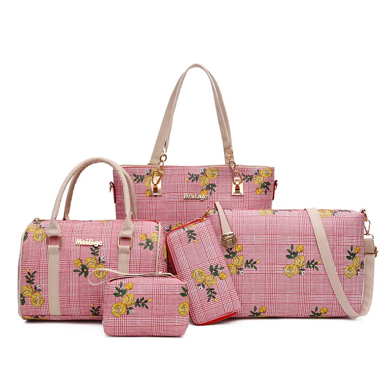 

WOMEN'S Bag 2019 Fashion Simple Flower Handbag Different Size Bags Six Pieces Set Crossbody Bag Large Bag