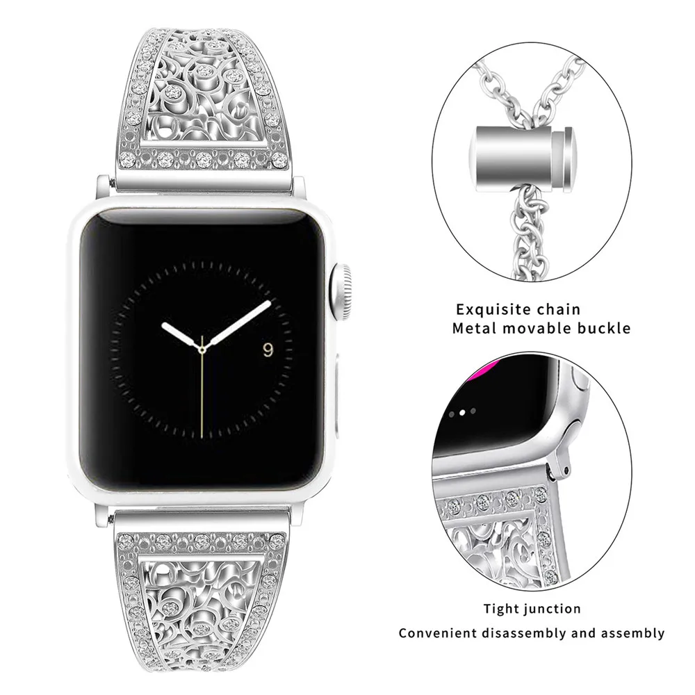 Essidi Премиум ремешок для часов Apple Watch Series 4 3 2 1 умный Браслет полый ремешок для iwatch из нержавеющей стали 1 2 3 4