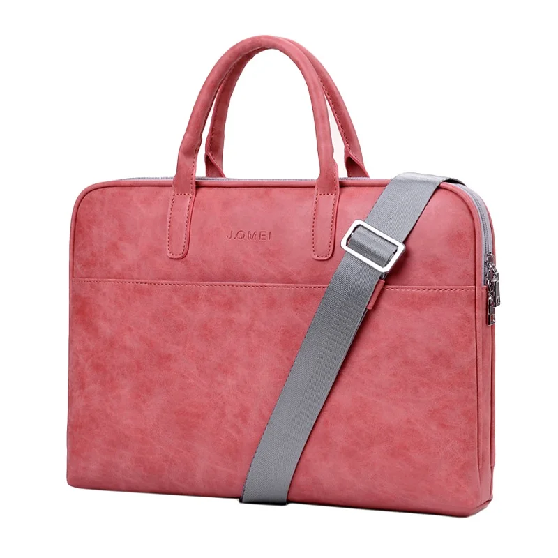 Besegad сумка для ноутбука из модного полиуретана, водонепроницаемый, устойчивый к царапинам портфель для ноутбука 13 14 15,6 дюймов, сумка для ноутбука на плечо, чехол для переноски - Цвет: Rose Red