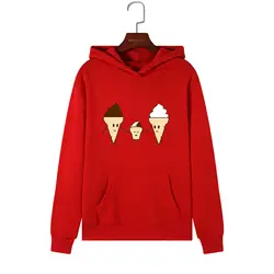 Harajuku мороженое Семья принт Для женщин с длинным рукавом Перемычка Hoody пуловер Блуза Топ Для женщин толстовка пуловеры Полерон Sudadera