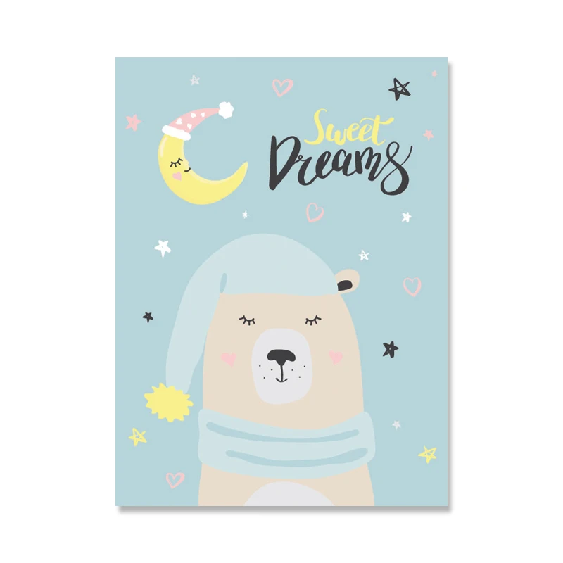Детская Настенная картина живопись на холсте мультфильмы Cute Bear плакат панды
