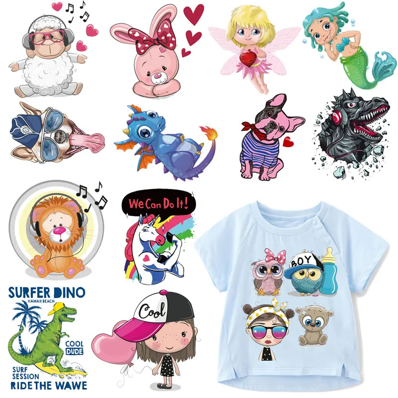 Симпатичные нашивки в форме единорога набор для переноса утюгом динозавр &quot