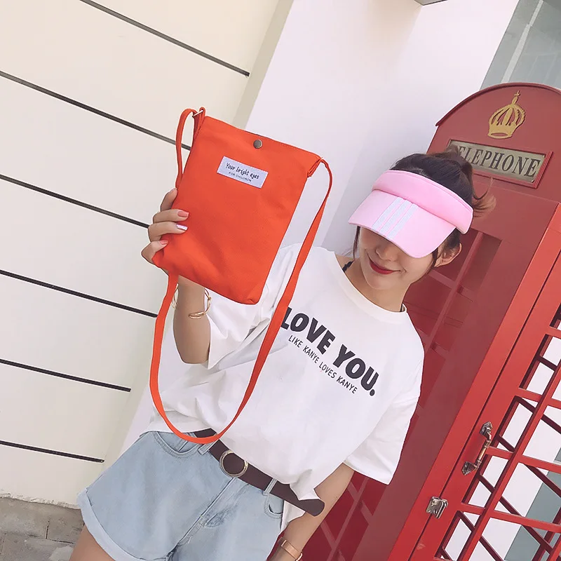 Прямая стиль корейский стиль Универсальный простой цвет холщовый маленький рюкзак модный цвет одно плечо крест-тело Bac