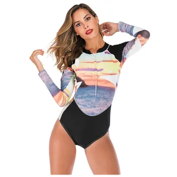 

Free Ostrich Sports Lingerie Sexy Women Underwear High Waist Bodysuit Long Sleeve Monokini Print Biquini Set One Piece Jumpsuit