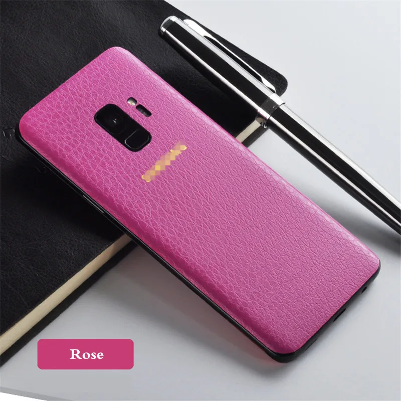 Rose red Кожаная наклейка с узором для samsung S10 S9 S8 Plus, тонкая защитная пленка для задней панели, декоративная наклейка - Цвет: Rose red
