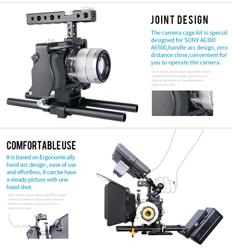 Профессиональный стабилизатор видеокамеры с ручкой для камеры DSLR Rig для sony ILCE A6000 A6300 A6500 A6400