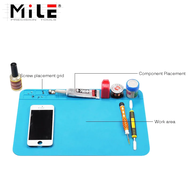 

MILE 30x20cm Heat Insulation Silicone Pad Mobile Phone Computer Repair Disassembly Work Station Desktop Mat Repair Tool Part