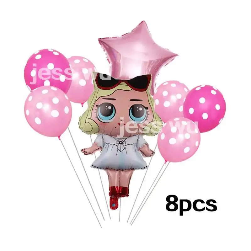 5 шт горячий стиль сюрприз кукла алюминиевый шар бар День рождения украшения Свадебные украшения воздушные шары - Цвет: 8pcs