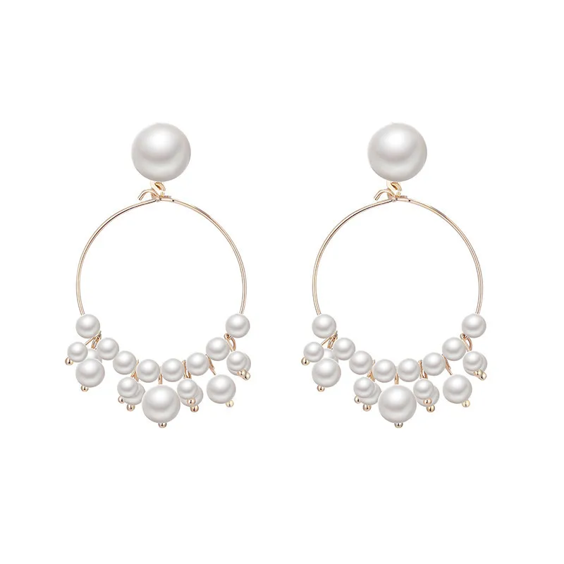 Серьги-клипсы с имитацией жемчуга и кисточкой без пирсинга простые круглые