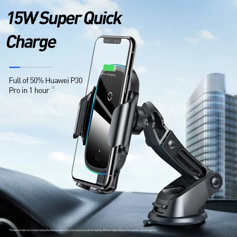 Baseus Qi автомобильное беспроводное зарядное устройство для iPhone Samsung Xiaomi 15W