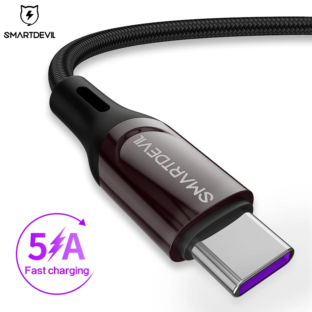 SmartDevil Быстрая зарядка USB C type C кабель 5A для крутой облачной версии usb зарядный кабель для huawei P20 для samsung Кабель-адаптер