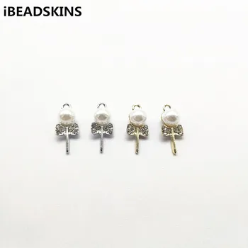 

New arrival! 24x10mm 100pcs Rhinestone/Imitation Pearl Bow charm for Jewelry Findings Earrings parts,hand Made Jewelry DIY