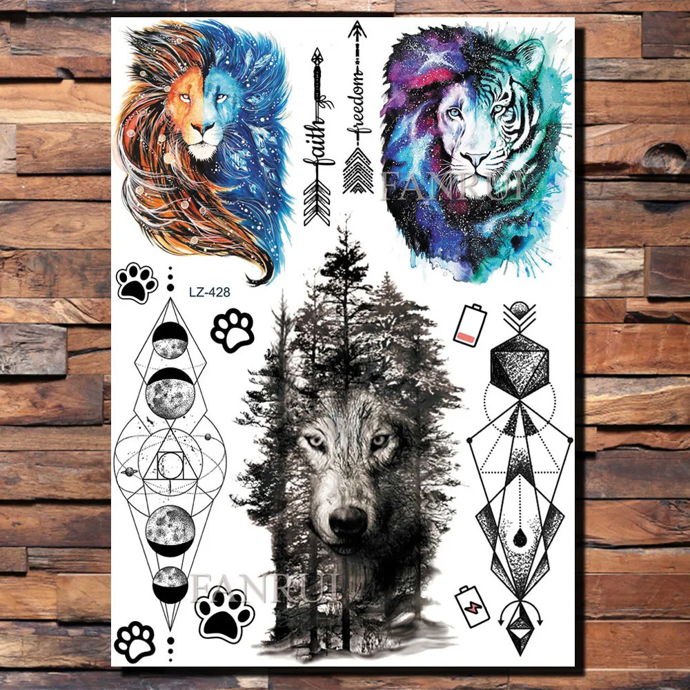 Sexy Blue Triangle Wolf Temporary Tattoos For Women Men Tribal Forest  Werewolf Tatoos Adults Body Art Henna Fake Tattoo Stickers - Temporary  Tattoos - AliExpress