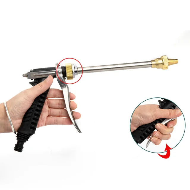 Nagynyomású Fém Vízpisztoly Autó Mosó Kert Öntöző Öntözés Sprinkler Meghosszabbított - Image 2