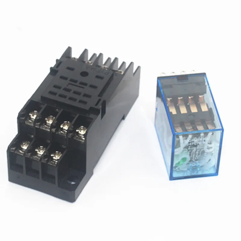 1set MY4NJ Coil AC12V AC24V DC12V DC24V AC110V AC220V HH54P 5A 220V Miniature Electromagnetic General Purpose Relay With base