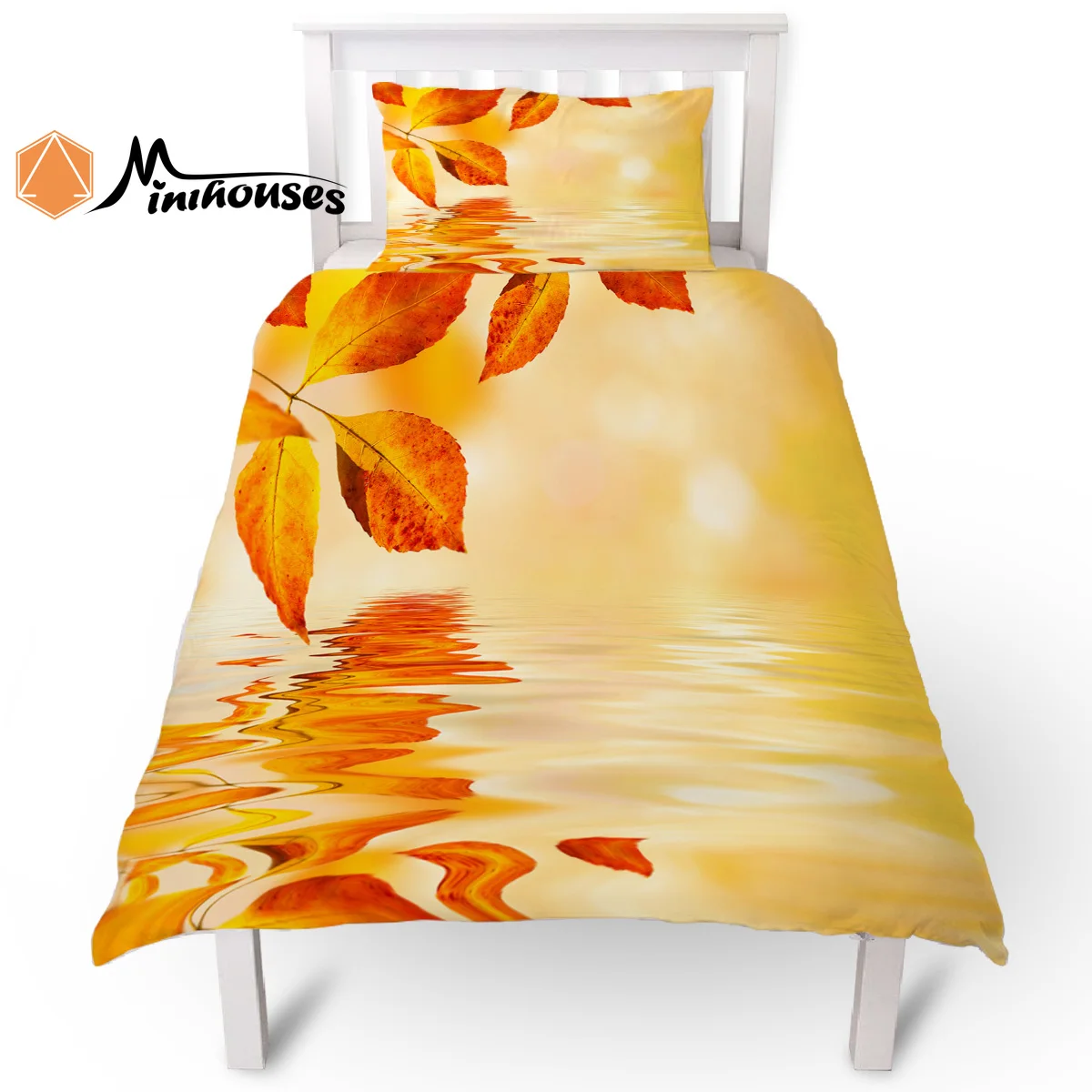2 шт золотой осенний узор пододеяльник наволочка чехол набор постельных
