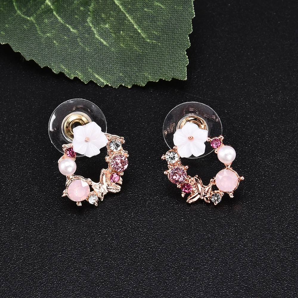 Новые белые жемчужные серьги в виде бабочек для женщин со стразами розовые серьги с имитацией жемчуга Модные женские ювелирные изделия