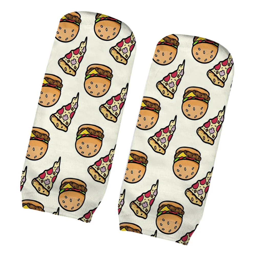 1 пара мягких носков гамбургер, пицца хлопковые носки креативные красочные полосатые жаккардовые повседневные носки в горошек для мужчин 19 см