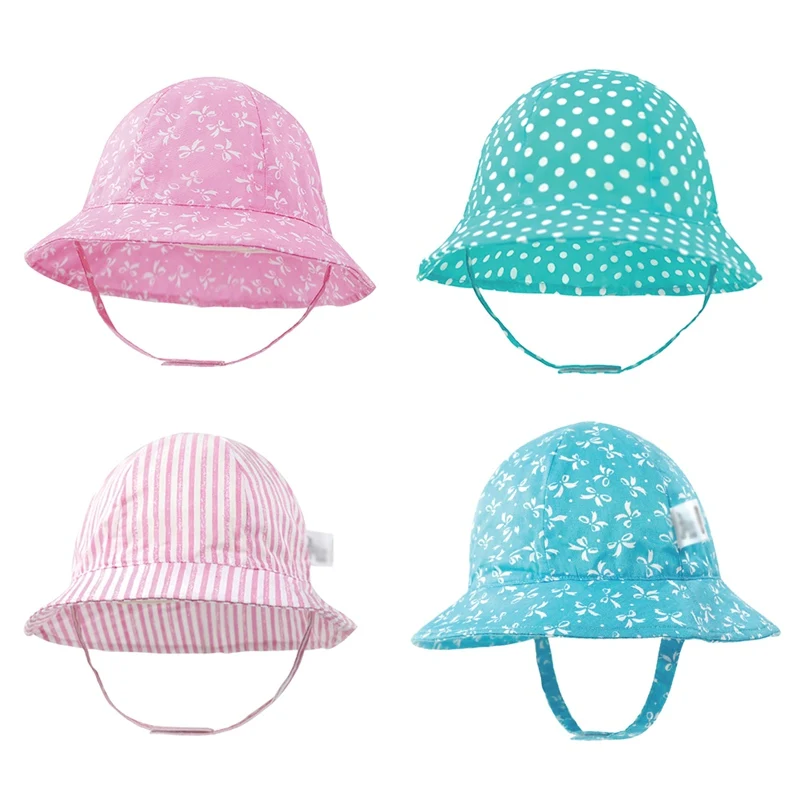 Осенние шапки для маленьких мальчиков и девочек, шапки с принтом для малышей, двусторонний головной убор от солнца