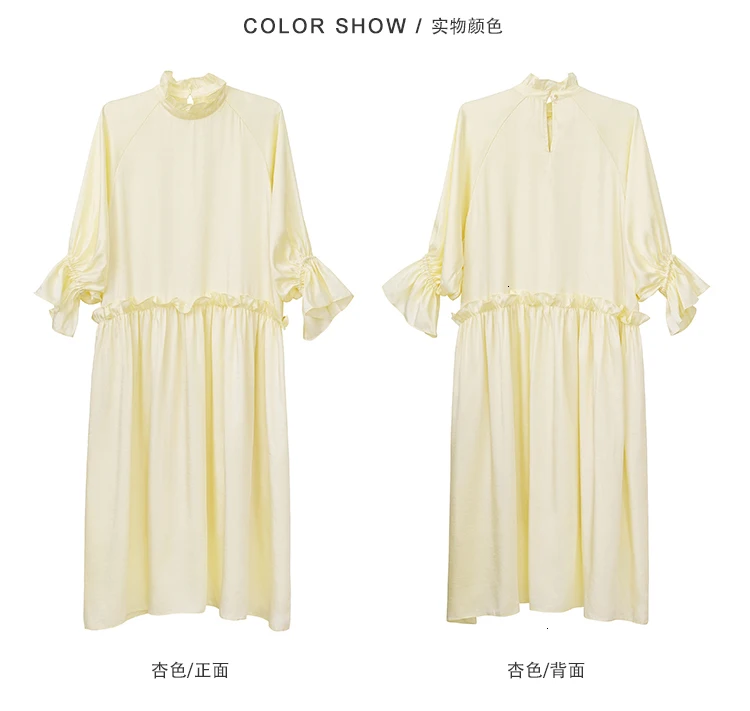 Stand Collar Women Dress Korean Style Solid Color Cotton Ladies Dress Autumn and Winter New Women Clothing L946