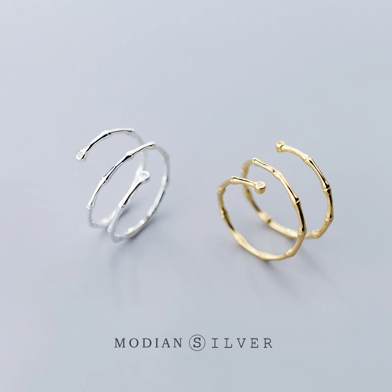 Modian-핫 패션 정통  미니멀리스트 슬러브 반지, 여성을 위한 오픈 조절 손가락 반지 식물 고급 주얼리