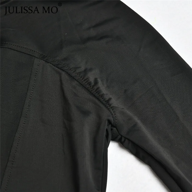 Julissa mo, черный облегающий боди с длинным рукавом, женские топы, модные базовые облегающие Комбинезоны на молнии,, Женский Повседневный эластичный комбинезон