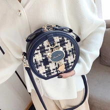 Элегантные шерстяные круглые женские сумки с милым котом, сумки на плечо, модные круговые женские сумки-мессенджеры через плечо, Дамская ручная сумка