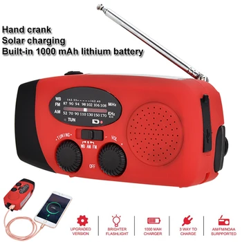 

Mini Solar Radio Multifunctional Hand Crank Dynamos Powered Radio Receiver AM/FM/WB/NOAA Weather Radio with LED Flashlight